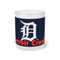 Frosted Glass Mug, Detroit Crooks design - Unique Coffee Cup, Gift for Detroit