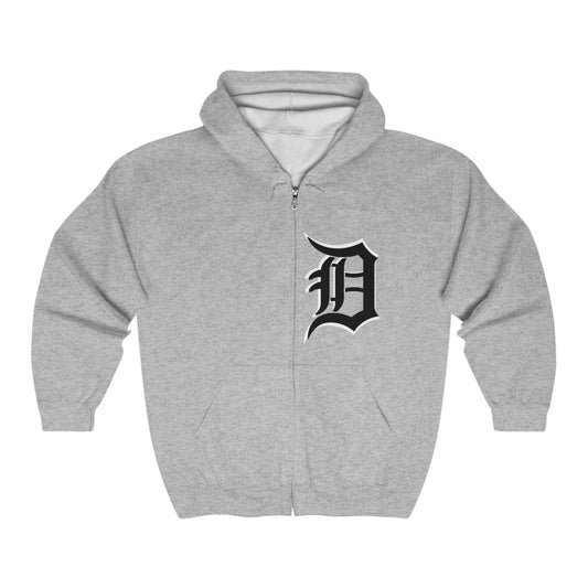 Detroit 313 Design Full Zip Hoodie, Vintage Urban Streetwear, Detroit City