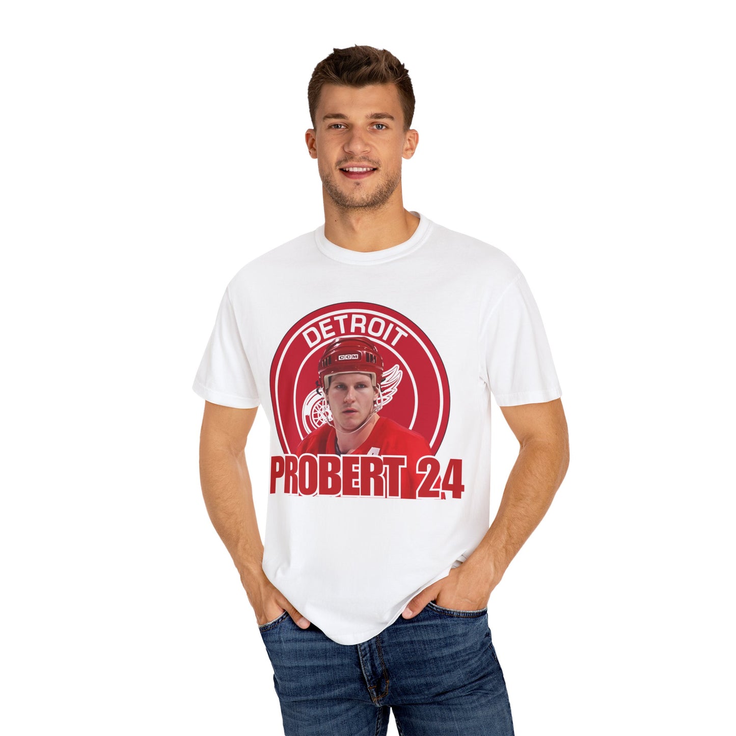 Bob Probert Detroit Red Wings #24 Unisex Garment-Dyed T-shirt, Vintage Hockey