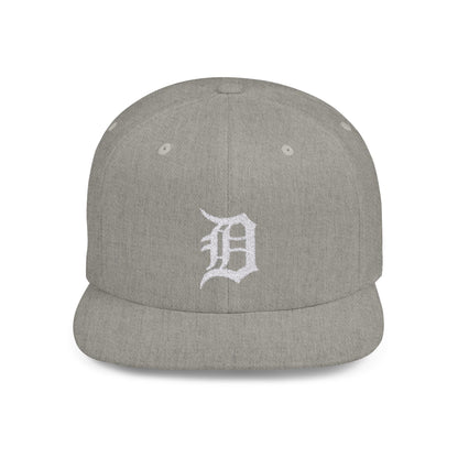 Detroit D Flat Bill Snapback Hat - Embroidered Baseball Cap, Detroit English D