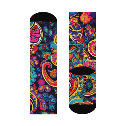 Retro Bright Pattern Cushioned Crew Socks