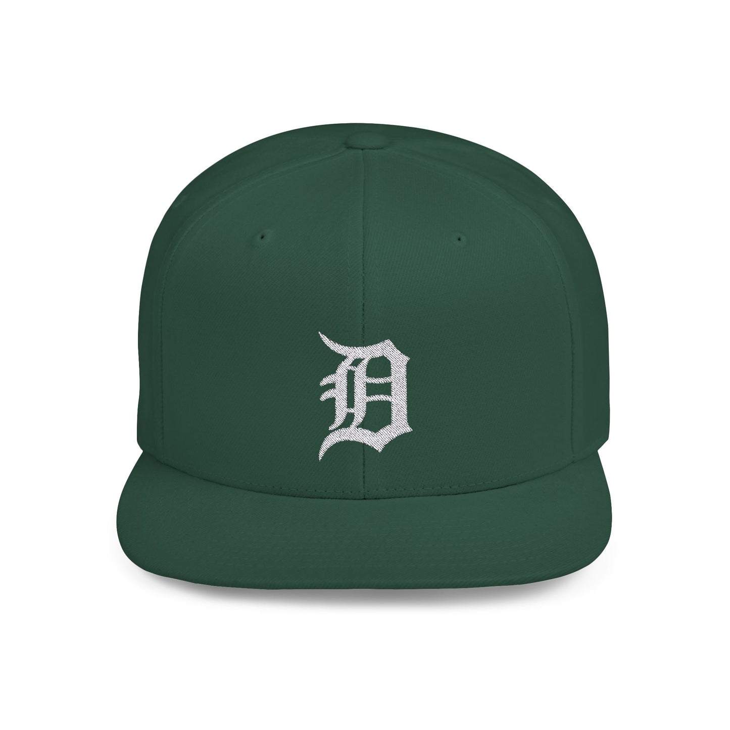 Detroit D Flat Bill Snapback Hat - Embroidered Baseball Cap, Detroit English D