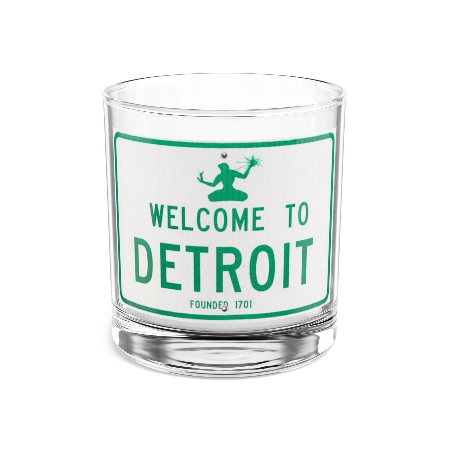 Welcome to Detroit Street Sign Rocks Glass, 10oz