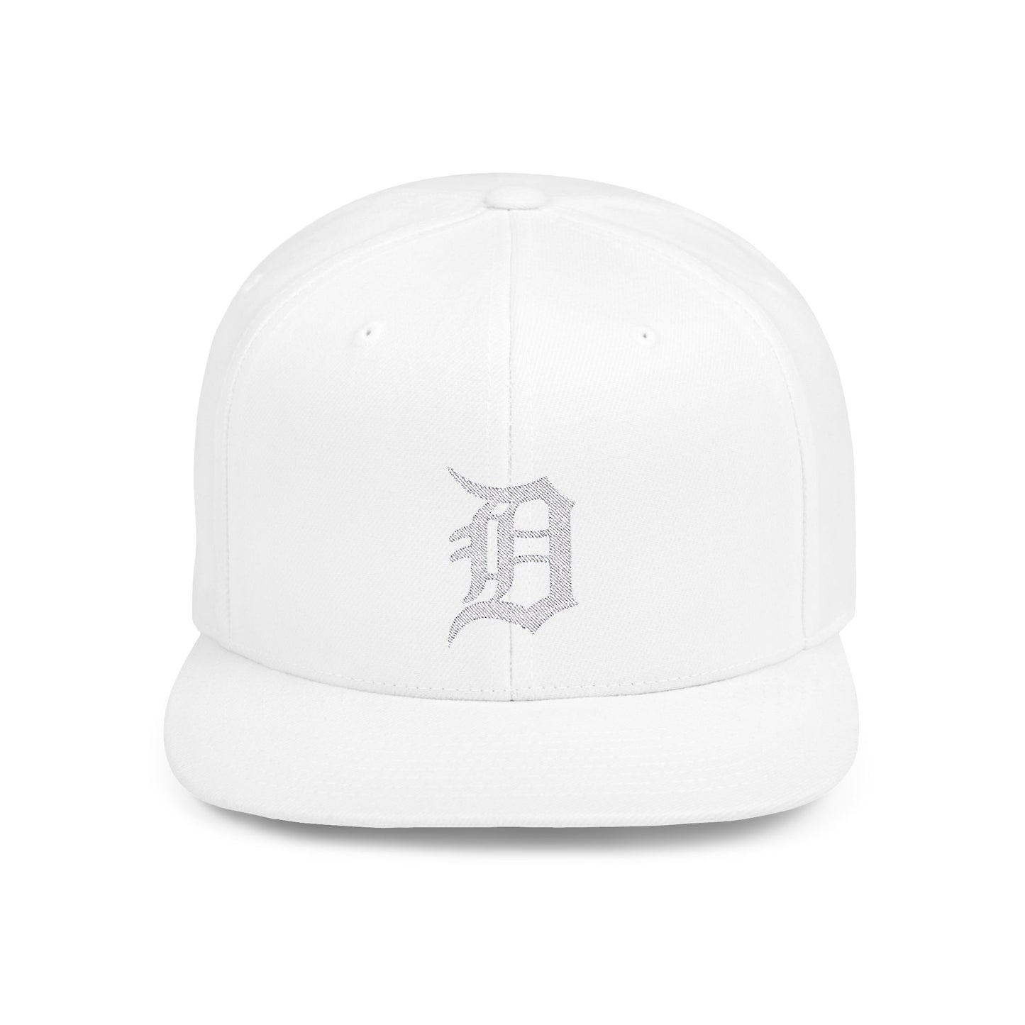 Detroit D Flat Bill Snapback Hat - Embroidered Baseball Cap, Detroit English D