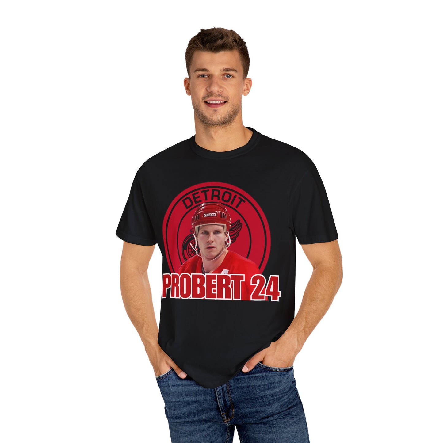 Bob Probert Detroit Red Wings #24 Unisex Garment-Dyed T-shirt, Vintage Hockey