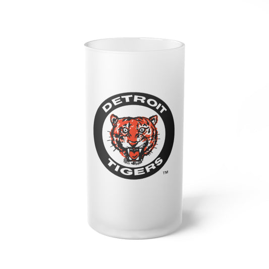 Vintage Detroit Tigers Frosted Glass Beer Mug - Retro Logo, Baseball Fan Gift,