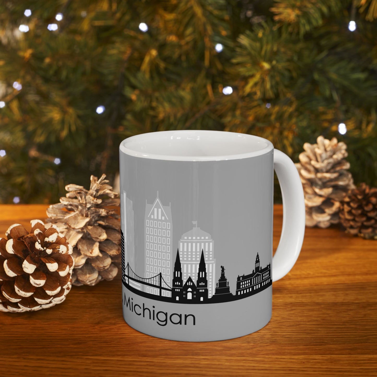 Detroit City Skyline Ceramic Mug