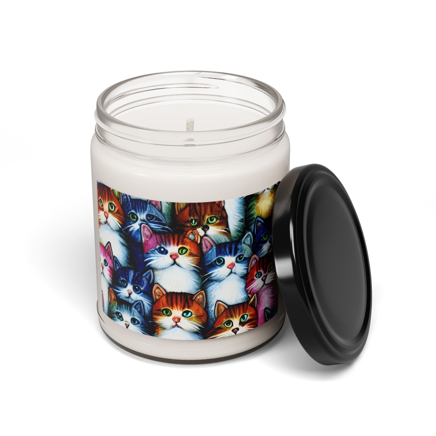 Kitten Candle, Colorful Soy Candle with Cute Kitten Pattern, Scented Candle for