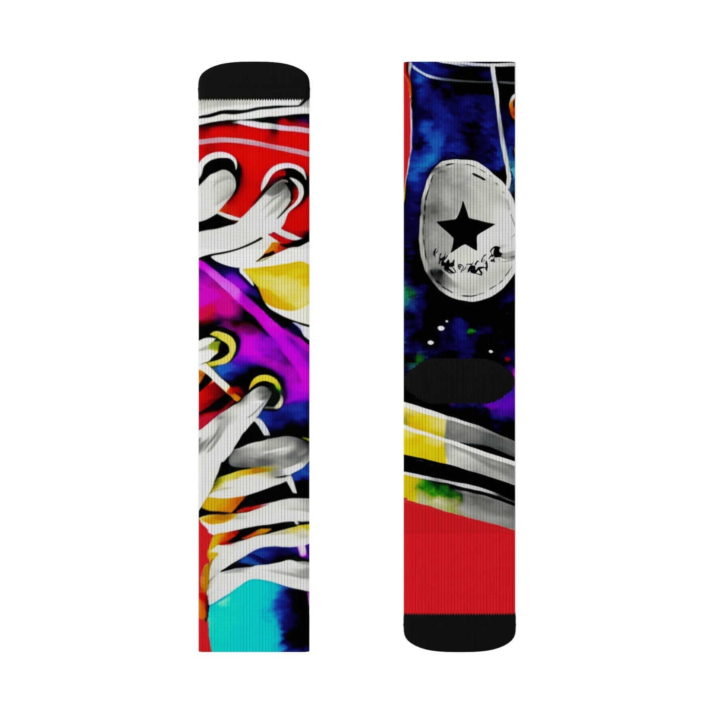 Show Print Socks, Retro 80s Style Sublimation Footwear, Concert Crew Socks,