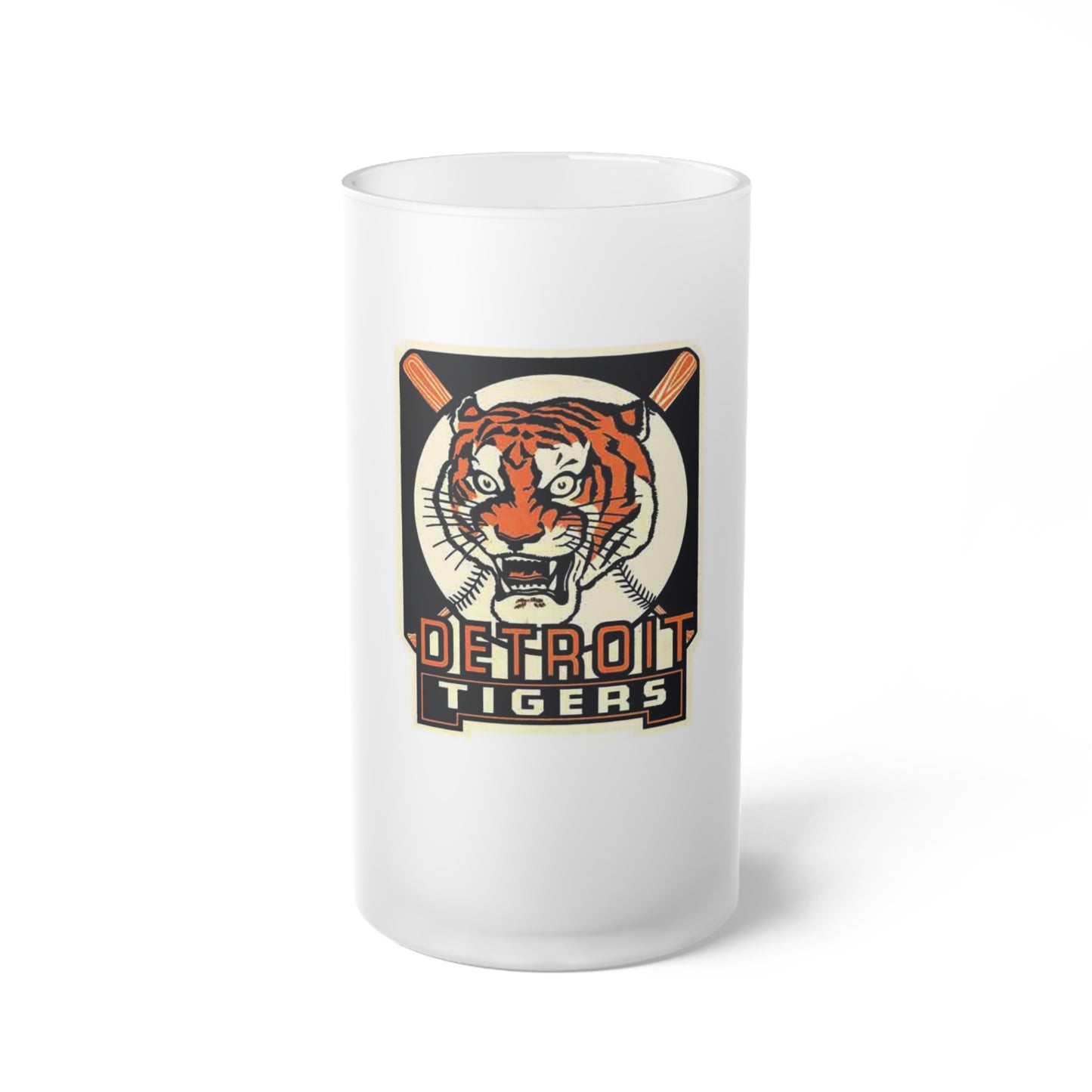 Vintage Detroit Tigers Frosted Glass Beer Mug - Baseball Fan Gift, Retro Sports