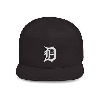 Detroit D Flat Bill Snapback Hat - Embroidered Baseball Cap, Detroit English D