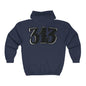 Detroit 313 Design Full Zip Hoodie, Vintage Urban Streetwear, Detroit City