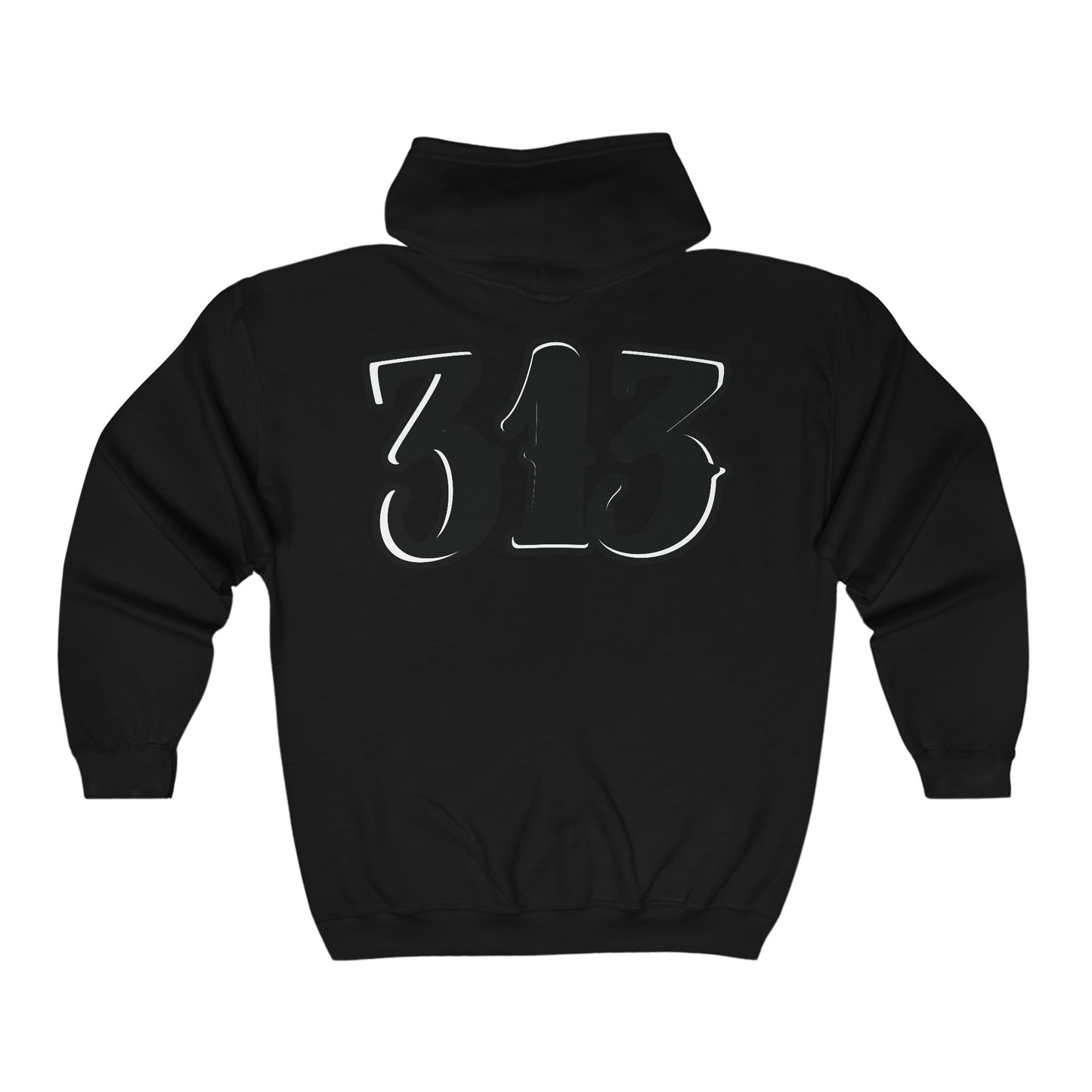 Detroit 313 Design Full Zip Hoodie, Vintage Urban Streetwear, Detroit City