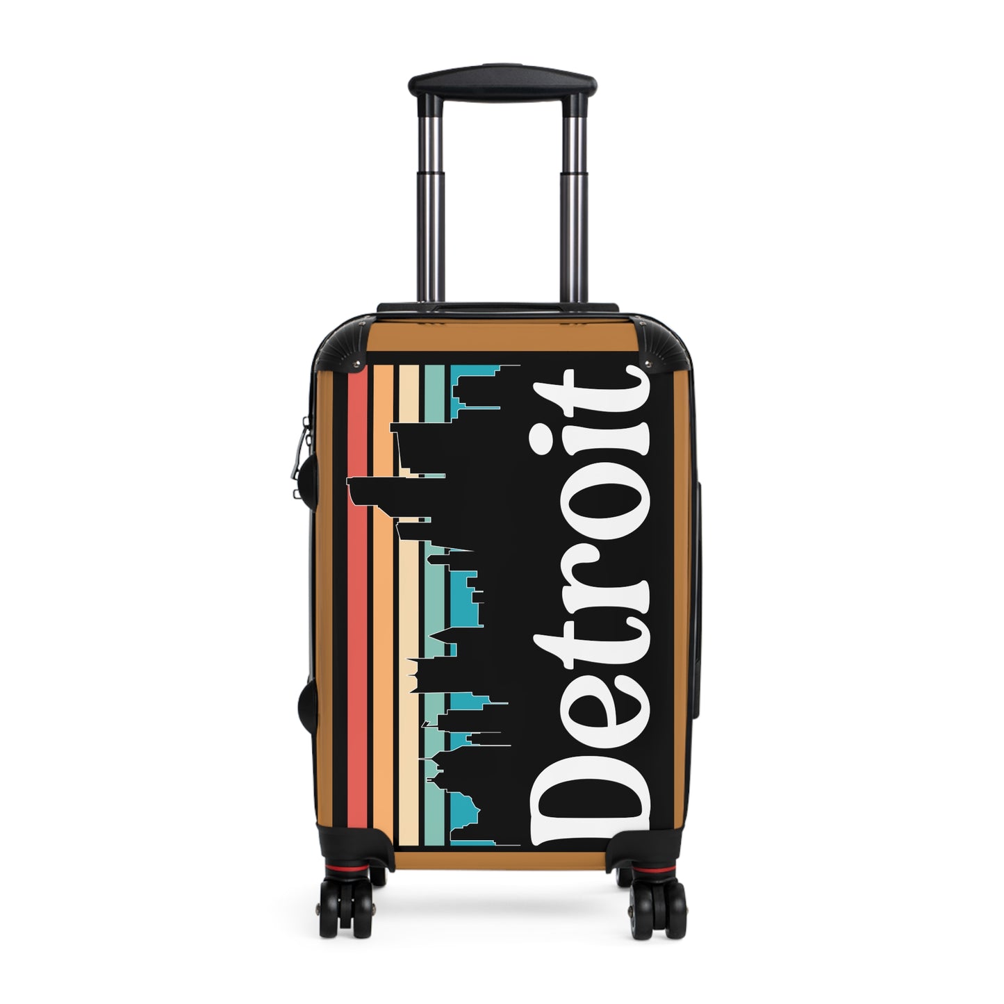 Travel Suitcase Detroit Skyline Cream Brown Elegant Retro Design