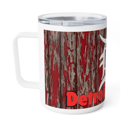 Rustic Red Coffee Mug, 10oz, Distressed Wood Detroit Crooks, Kitchen Decor, Gift