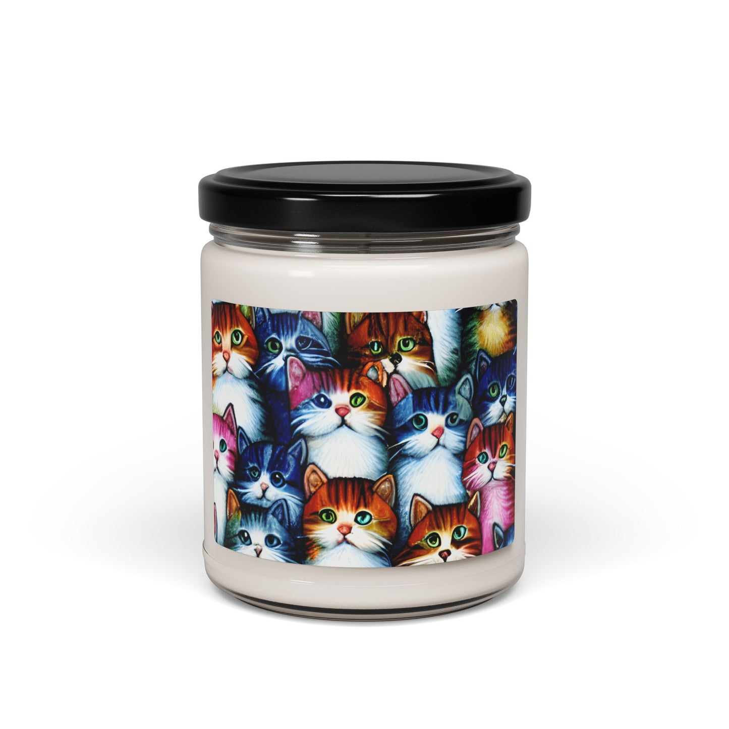 Kitten Candle, Colorful Soy Candle with Cute Kitten Pattern, Scented Candle for