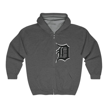 Detroit 313 Design Full Zip Hoodie, Vintage Urban Streetwear, Detroit City