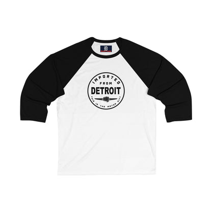 Imported from Detroit Logo Unisex 3\4 Sleeve Baseball Tee