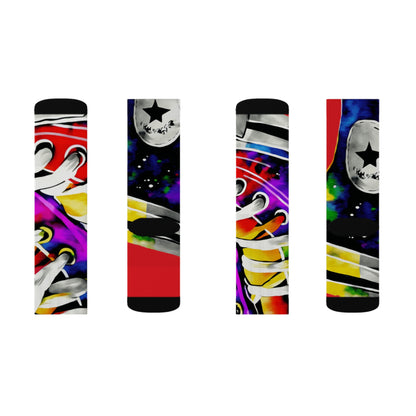 Show Print Socks, Retro 80s Style Sublimation Footwear, Concert Crew Socks,