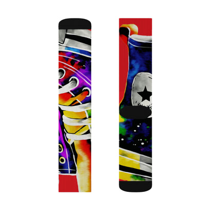 Show Print Socks, Retro 80s Style Sublimation Footwear, Concert Crew Socks,