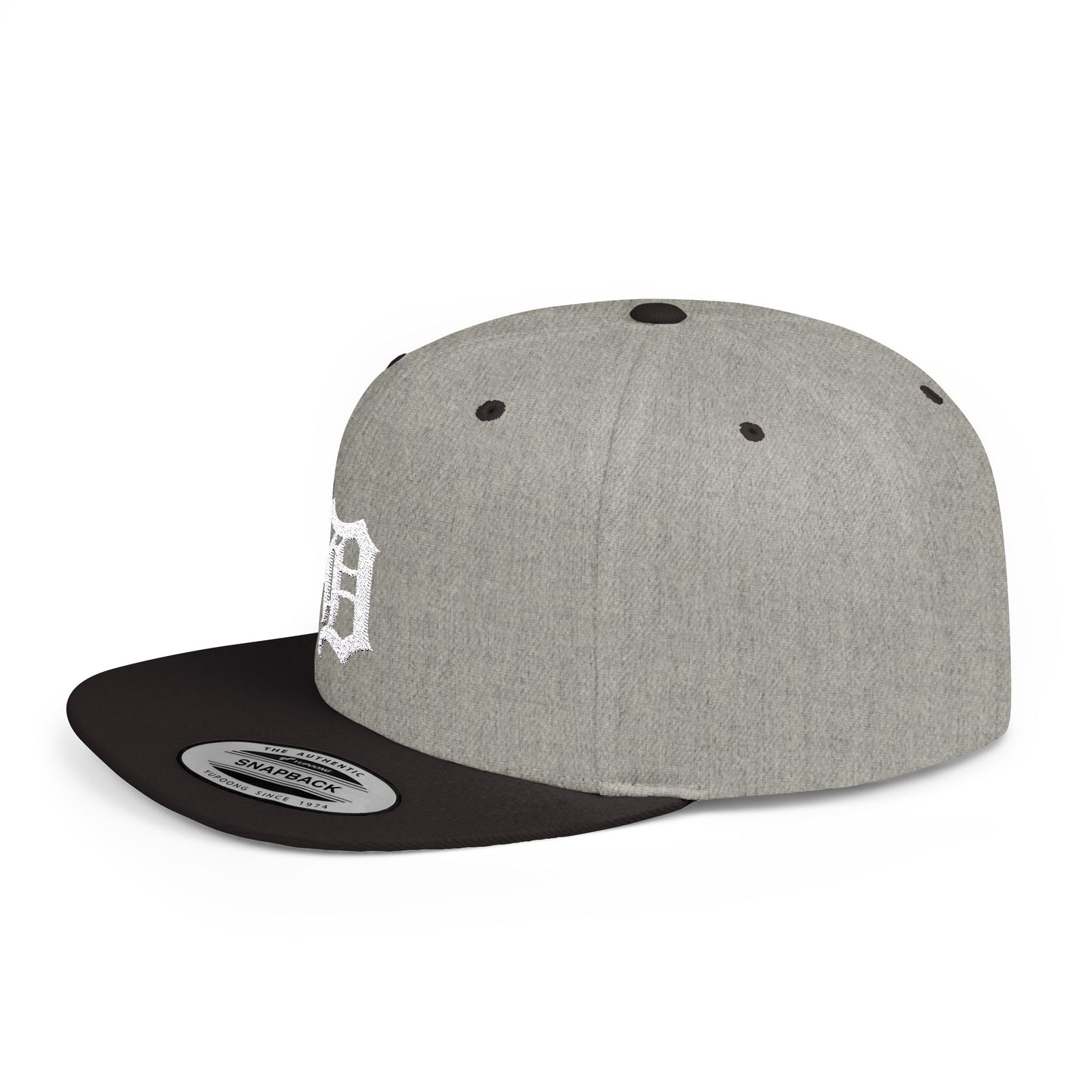 Detroit D Flat Bill Snapback Hat - Embroidered Baseball Cap, Detroit English D