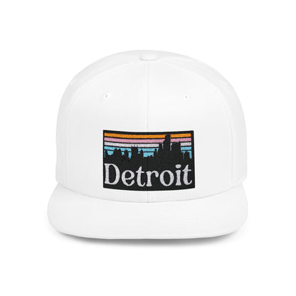 Detroit skyline Flat Bill Snapback