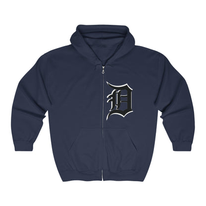 Detroit 313 Design Full Zip Hoodie, Vintage Urban Streetwear, Detroit City