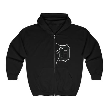 Detroit 313 Design Full Zip Hoodie, Vintage Urban Streetwear, Detroit City