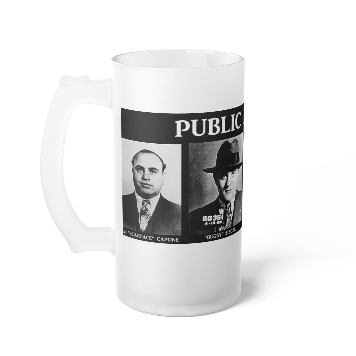 Frosted Glass Beer Mug Public Enemy