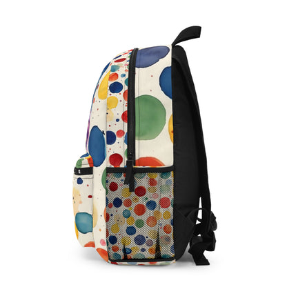 Colorful POKA Dots Circle Backpack with Girl Design, School Bag, Travel