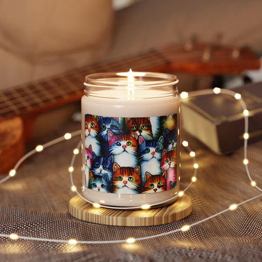 Kitten Candle, Colorful Soy Candle with Cute Kitten Pattern, Scented Candle for