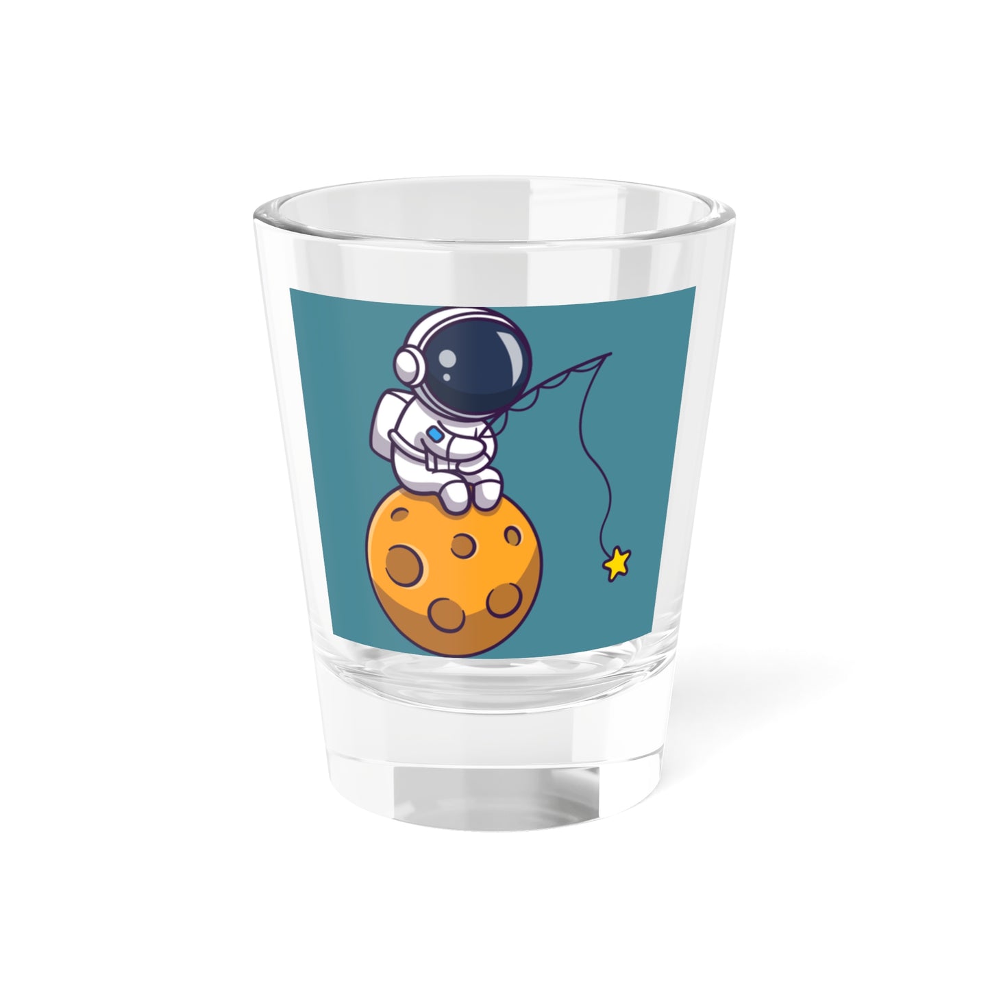 Space man fishing from the moon  Shot Glass, 1.5oz