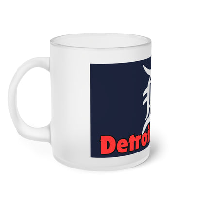 Frosted Glass Mug, Detroit Crooks design - Unique Coffee Cup, Gift for Detroit