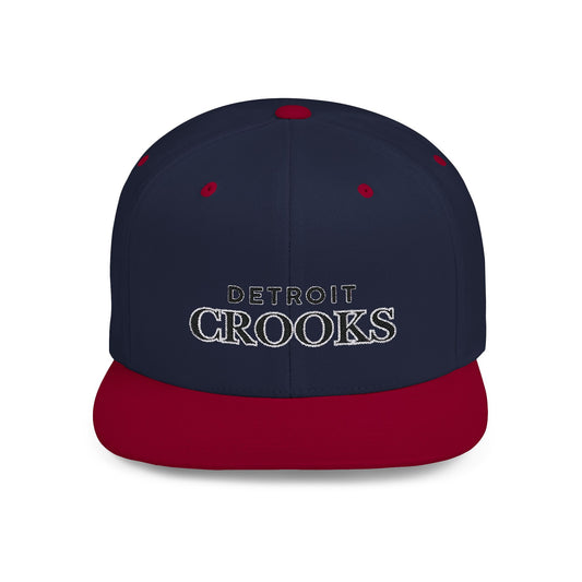 Flat Bill Snapback Detroit Crooks white outlined