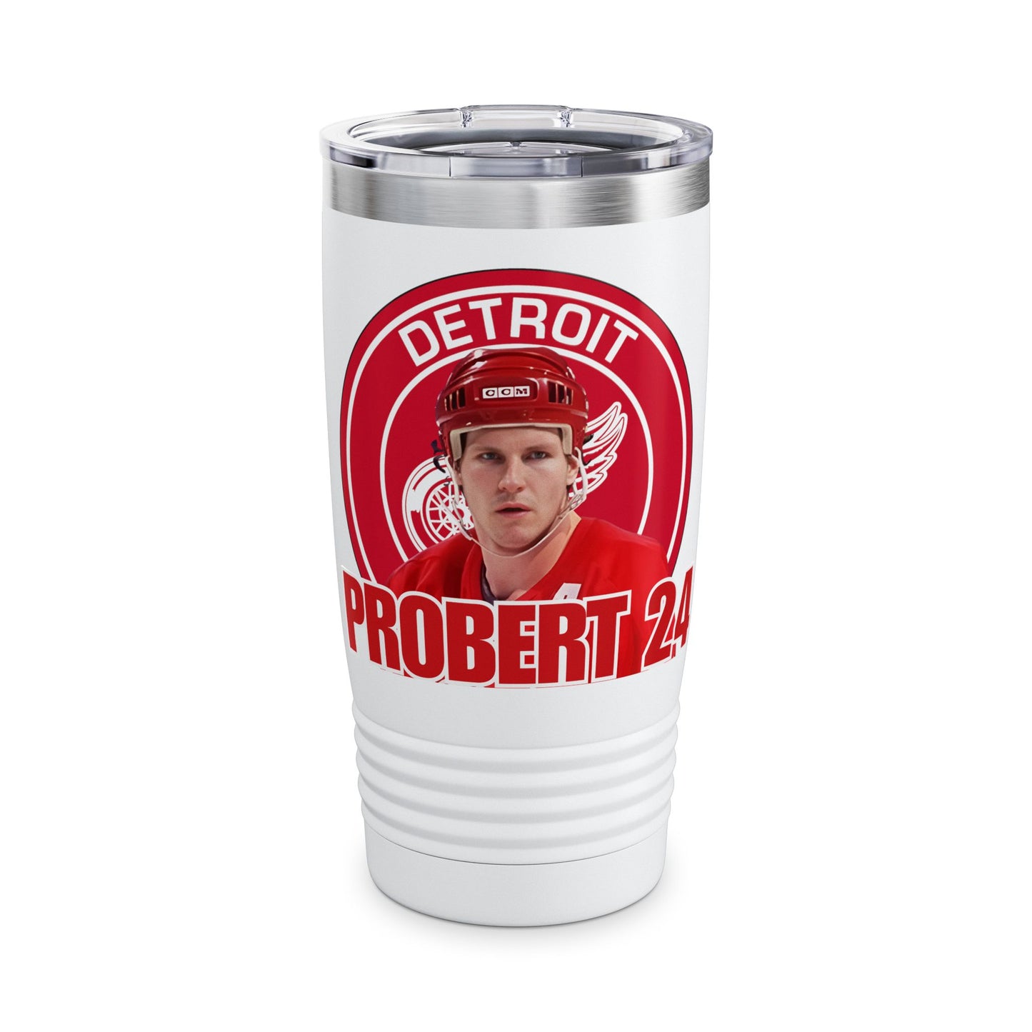 Bob Probert Detroit Red Wings #24 Ringneck Tumbler, 20oz - NHL Hockey Fan Gift,