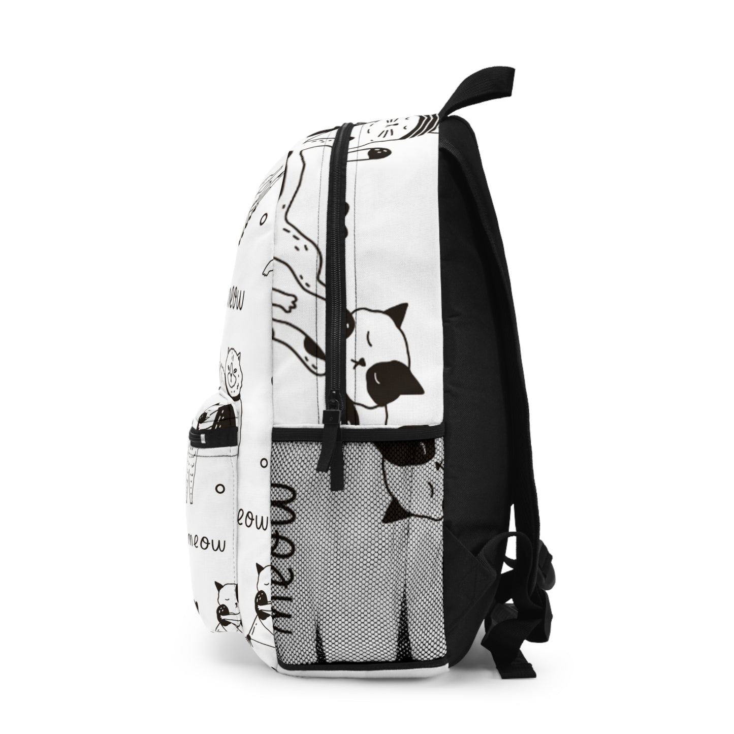 Cat Backpack, Black and White Cat Pattern, School Bag, Travel Backpack, Animal