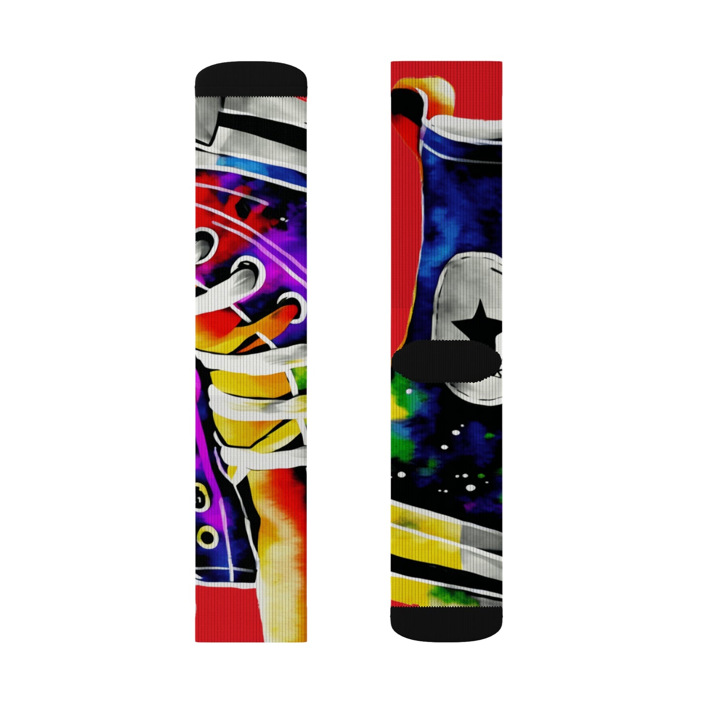 Show Print Socks, Retro 80s Style Sublimation Footwear, Concert Crew Socks,