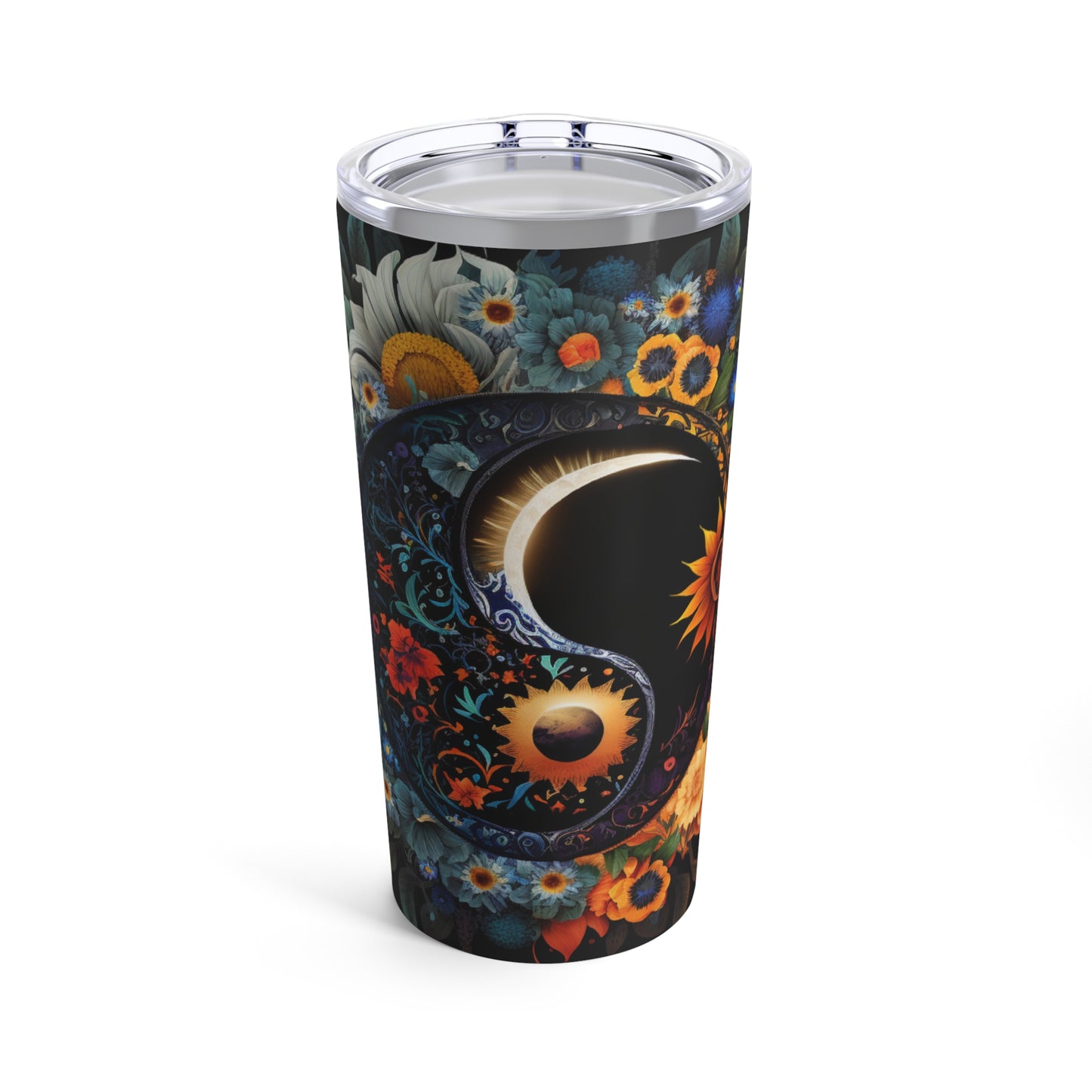 Celestial Sun Moon Yin Yang Zodiac Tumbler 20oz, Astrology Drinkware, Galaxy