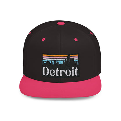 Detroit skyline Flat Bill Snapback